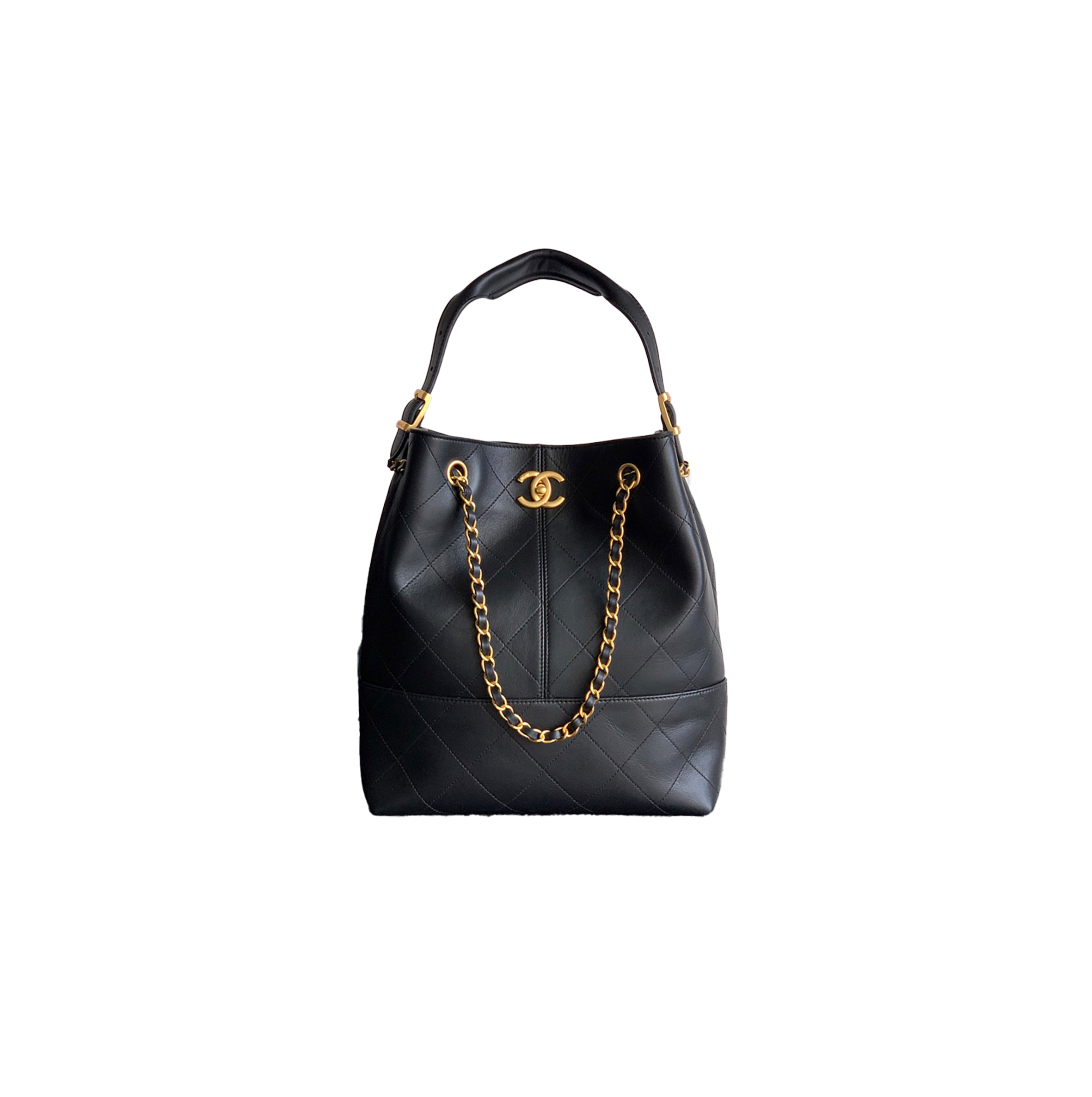 CHANEL SHOPPING BAG CALFSKIN & GOLD-TONE METAL BLACK AS5636 (33*29*11cm)